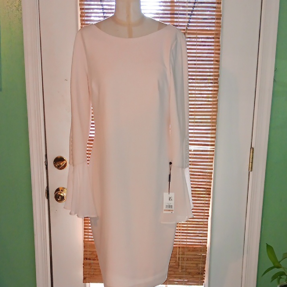 Calvin Klein Cream Long Sleeve Dress